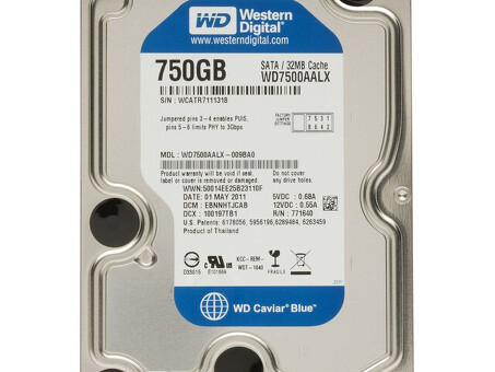 WD7500AALX Жесткий диск Western Digital 750 ГБ SATA 3,5 дюйма 7200K